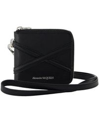McQueen - Accessoires ,Zwart ,Zwarte Leren Rits Portemonnee - Lyst