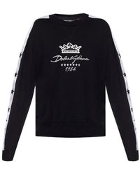 Dolce & Gabbana - Felpa in cotone con stampa logo nera - Lyst