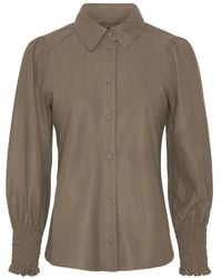 Notyz - Overhemden ,Leer Blouse 3/4 Sleeve Skind 100141 - Lyst