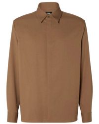 Fendi - Overhemden ,Bruin ,Wol Bruine Wollen Overhemd Gemaakt - Lyst