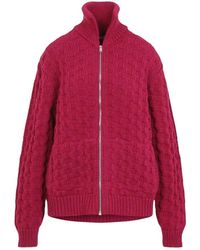 Prada - Truien & Vesten ,Rood ,Wol Aran Wol Zip Cardigan - Lyst