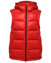Peuterey - Jassen ,Rood ,Mouwloze Jas Met Niet-Afneembare Capuchon - Lyst