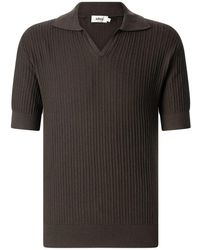 Altea - Tops ,Bruin ,Katoen Cable Knit Polo - Lyst