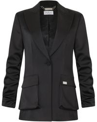 Philipp Plein - Jassen ,Zwart ,Satijn Satin Cargo Fit Blazer - Lyst