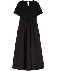 Weekend by Maxmara - Schwarzes Langes Kleid Mit Baumwolltop Und Popelinrock - Lyst