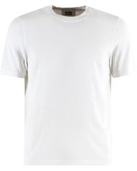 Alpha Studio - T-shirt in cotone bianco con maniche corte - Lyst