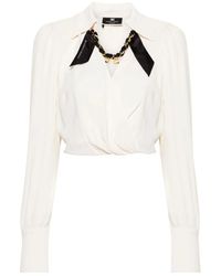 Elisabetta Franchi - Cropped georgette shirts mit kette,camicia hemden kollektion - Lyst