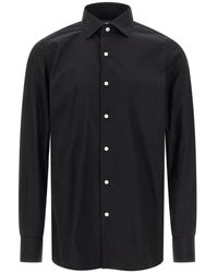 Finamore 1925 - Overhemden ,Zwart ,Katoen Napoli Katoenen Shirt - Lyst