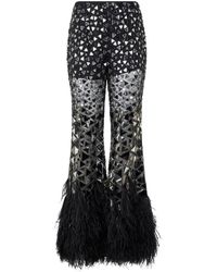 Alberta Ferretti - Broeken ,Zwart ,Polyester Zwarte Elegante Broek Met Wijde Pijpen - Lyst