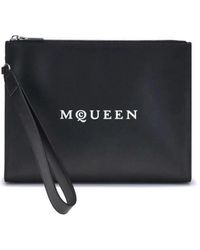 McQueen - Lederbeutel Mit Signaturdruck - Lyst