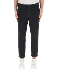 40weft - Broeken ,Blauw ,Katoen Slim Chino Broek Met Plooien - Lyst