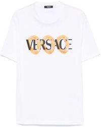 Versace - Weißes Crewneck T-Shirt Mit Kettenlogo - Lyst