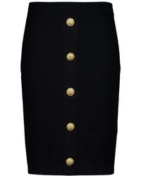 Balmain - Coin-Button Midi Rok - Lyst