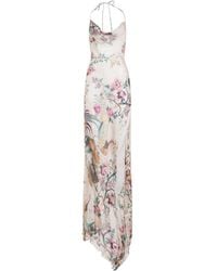Roberto Cavalli - Silk Dress With Asymmetric Hem - Lyst