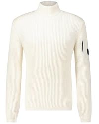 C.P. Company - Gerippter rollkragenpullover mit reißverschlusstasche - Lyst