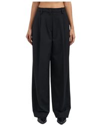 Thelatest - Broeken ,Zwart ,Wol Wijde Broek - Lyst