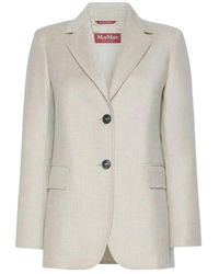 Max Mara - Blazer Van Wolflanel Met Één Rij Knopen - Lyst