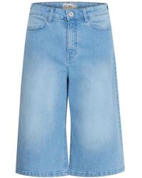Ichi - Korte Broeken ,Blauw ,Denim Lichtblauwe Gewassen Denim Shorts - Lyst
