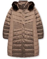 FIORELLA RUBINO - Jassen ,Bruin ,Polyester Lange Bi-Materialen Donsjas - Lyst