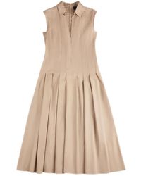 Fay - Kleedjes ,Katoen Geplooide Mouwloze Midi Jurk - Lyst