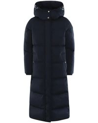 Woolrich - Jassen ,Blauw ,Lange Parka Jas Voor Vrouwen - Lyst