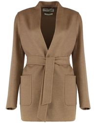 Max Mara - Jassen ,Wol Wool Blend Shawl Collar Belted Coat - Lyst