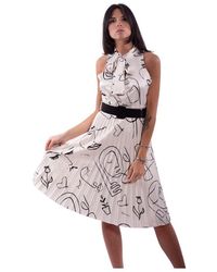 Rinascimento Dress H Print And Plissè - Wit