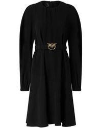 Pinko - Kleedjes ,Zwart ,Leer Agrodolce Jurk - Lyst