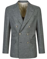 Eleventy - Zweireihige Jacke Mit Ticket-Tasche - Lyst