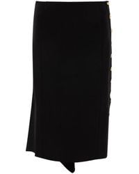 Givenchy - Zwarte Uitlopende Midi Rok Gouden Knopen - Lyst