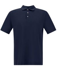 Herno - Tops ,Blauw ,Katoen Jersey Knit Effect Polo - Lyst