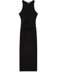 Patrizia Pepe - Schwarzes Midi-Kleid Mit Piercing-Detail - Lyst