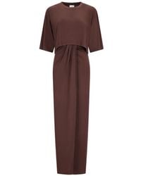 ANDAMANE - Kleedjes ,Bruin ,Polyester Anja Maxi T-Shirt Jurk Met Cut-Out - Lyst