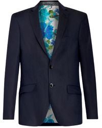 Etro - Jassen ,Blauw ,Wol Marineblauwe Wollen Blazer - Lyst