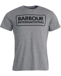 Barbour - Tops ,Grijs ,Katoen Essential Large Logo T-Shirt Anthracite - Lyst