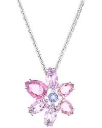Swarovski - Damen Kette Gema Silber Mit Rosa Kristallen - Lyst