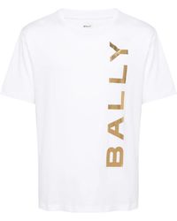 Bally - Wit Logo Print Katoenen T-Shirt - Lyst