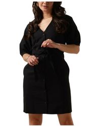 Another Label - Kleedjes ,Zwart ,Katoen Liva Mini-Jurk Met Korte Mouwen - Lyst