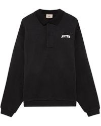 Autry - Hoodies & Sweatvesten ,Zwart ,Katoen College Polo Sweatshirt - Lyst