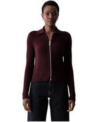 Victoria Beckham - Ribbed Zip-Up Cardigan - Lyst