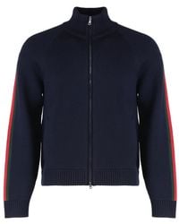 Gucci - Truien & Vesten ,Blauw ,Wol Wollen Jack Met Geweven Stiksel En Ritssluiting - Lyst