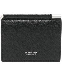Tom Ford - Accessoires ,Zwart ,Leer Soft Grain Leather T Line Folding Money Clip Card Holder - Lyst