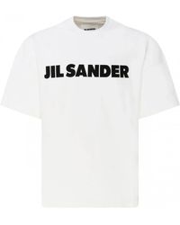 Jil Sander - Logo print baumwoll t-shirt - Lyst