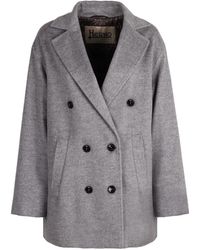 Herno - Jassen ,Grijs ,Wol Wollen Jas Met Dubbele Rij Knopen En Reverskraag - Lyst