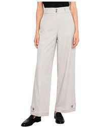 Kocca - Broeken ,Leer Broek Met Wijde Pijpen En Hoge Taille - Lyst