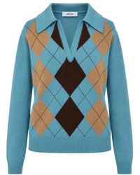 Jucca - Truien & Vesten ,Blauw ,V-Hals Gebreid - Lyst