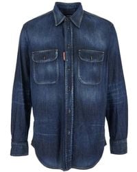 DSquared² - Overhemden ,Blauw ,Katoen Canadese Vintage Shirt - Lyst