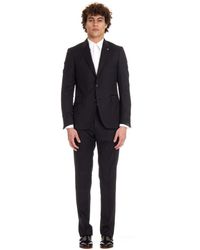 Tagliatore - Kostuums ,Blauw ,Wol Blauwe Wollen Jurk Met Zakken - Lyst