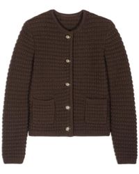 Ba&sh - Truien & Vesten ,Bruin ,Gestructureerde Cardigan Met Knoopsluiting - Lyst