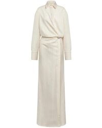 Dondup - Kleedjes ,Wit ,Wol Lange Chemisier Jurk - Lyst